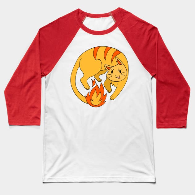 Fire Cat Baseball T-Shirt by saradaboru